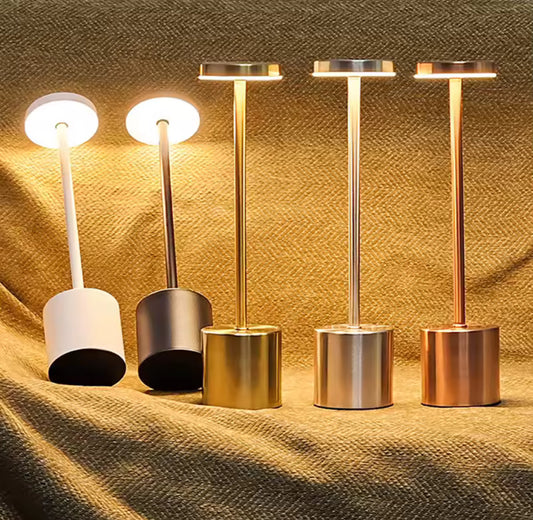 3 Colors Rechargeable Alloy Cordless LED Table Lamp Touch Switch Night Light Nordic Style Home Bar Restaurant Ambiance Desk Lamp